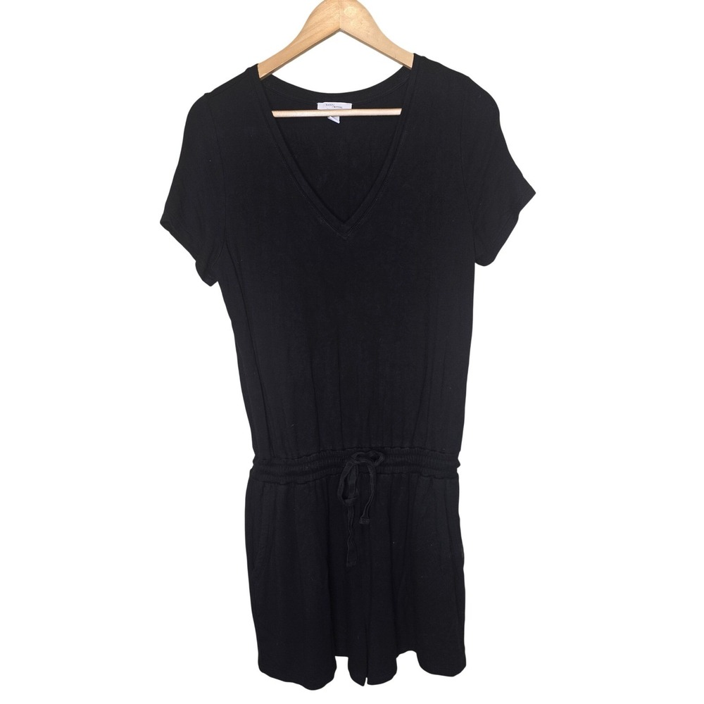 Daily Ritual V-Neck Romper Women Medium Black Viscose Short Sleeve Casual Summer